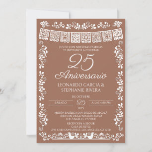 Terracotta Papel Picado 25th Anniversary Invitation