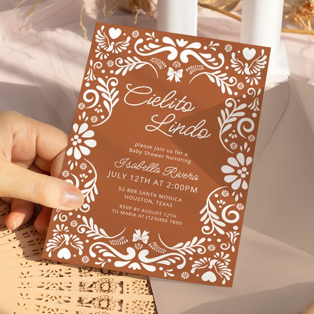 Terracotta Papel Picado Mexican Baby Shower Invitation (Creator Uploaded)