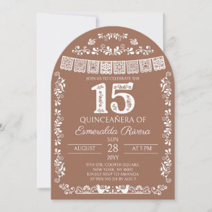 Terracotta Papel Picado Quinceañera 15th Birthday  Invitation