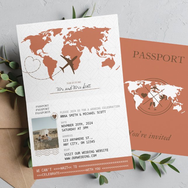 Terracotta Passport Destination Wedding Invitation (Creator Uploaded)