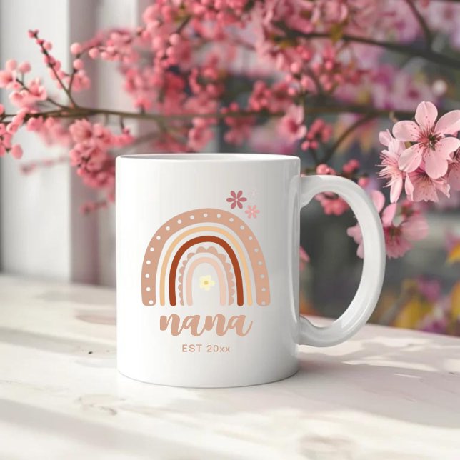 Terracotta Pastel Boho Rainbow Nana Established  Coffee Mug (Creator Uploaded)