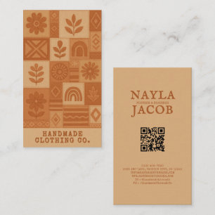 Terracotta Patchwork Quilt Rustic Farmhouse Floral Business Card