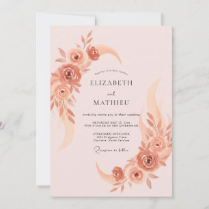 Terracotta Peach Bloom Wedding Invitation