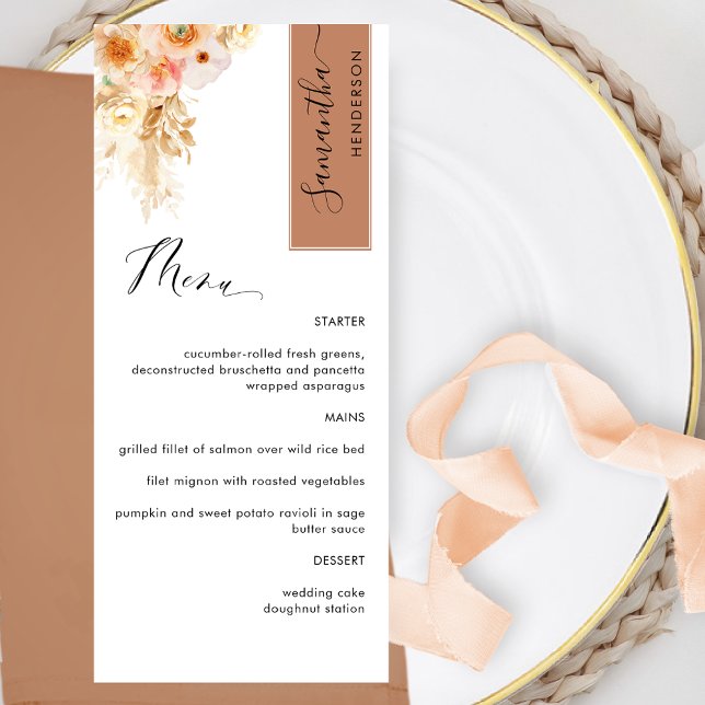 Terracotta Peach Blush Personalise with Guest Name Menu (Creator Uploaded)