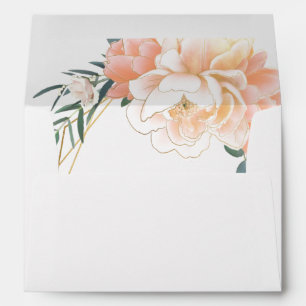 Terracotta Peach Cream Gold Wedding Invitation Envelope