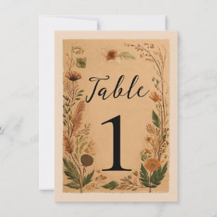 Terracotta Peach Pressed Flowers Boho Table Number