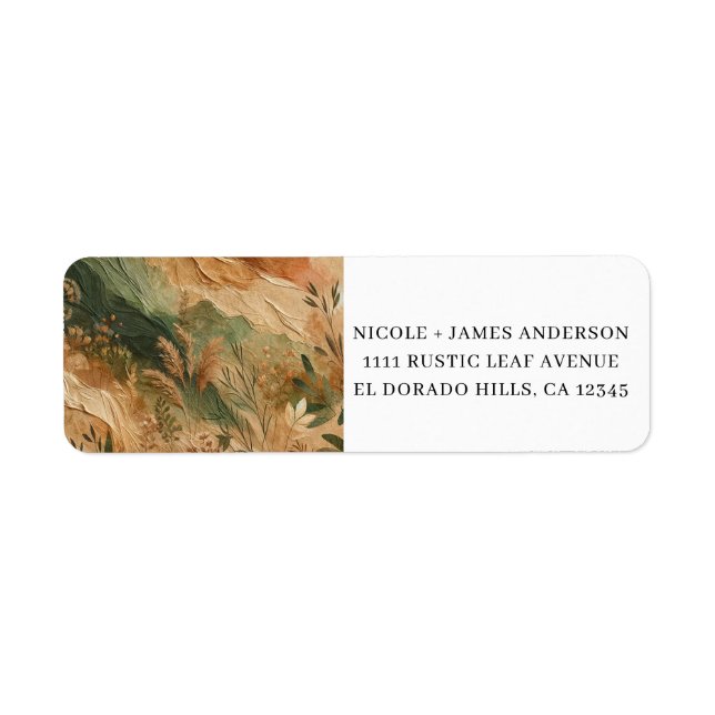 Terracotta Peach Pressed Flowers Boho Wedding Return Address Label (Front)