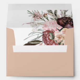 Terracotta, Peach, Rose, Marsala Floral Wedding Envelope
