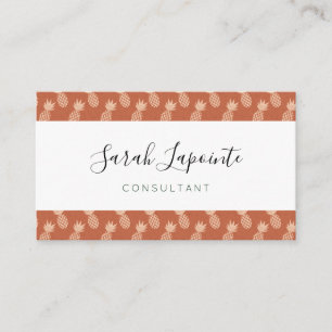Terracotta & Peach Tropical Pineapple Pattern Business Card