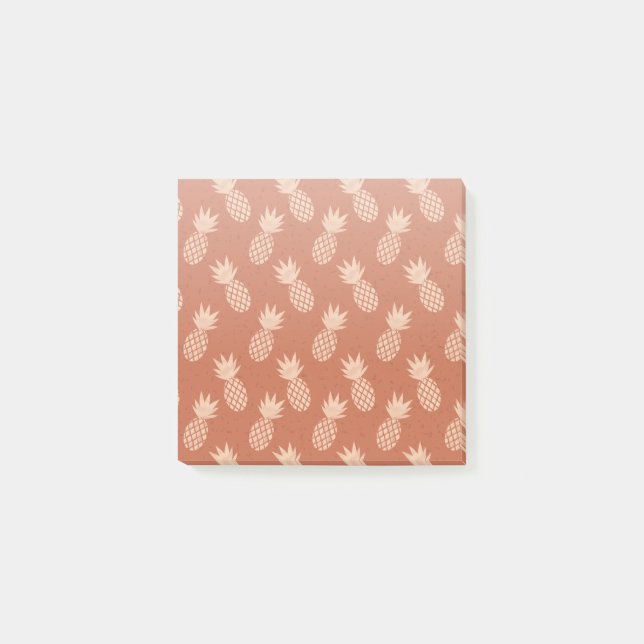 Terracotta & Peach Tropical Pineapple Pattern Post-it Notes (Front)