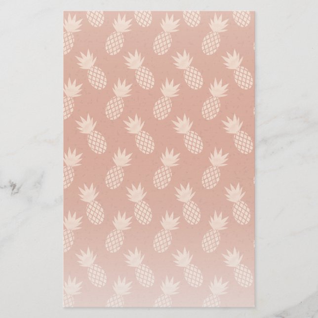 Terracotta & Peach Tropical Pineapple Pattern Stationery (Front)