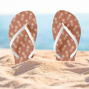 Terracotta & Peach Tropical Pineapple Pattern Thongs