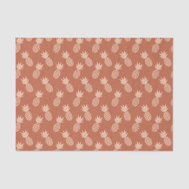Terracotta & Peach Tropical Pineapple Pattern Tissue Paper (Front)