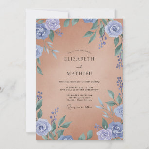 Terracotta Periwinkle Painted Wedding Invitation
