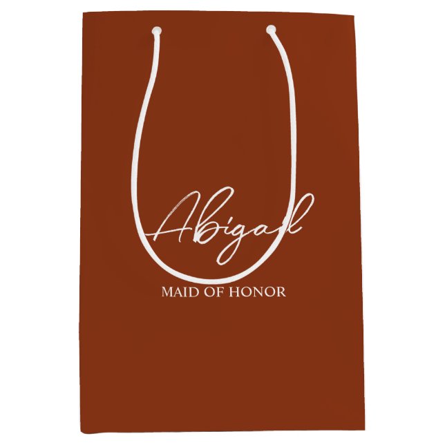 Terracotta Personalised Boho Wedding Party Name Medium Gift Bag (Front)