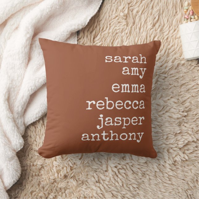 Terracotta Personalised Family Names Monogram  Cushion (Blanket)