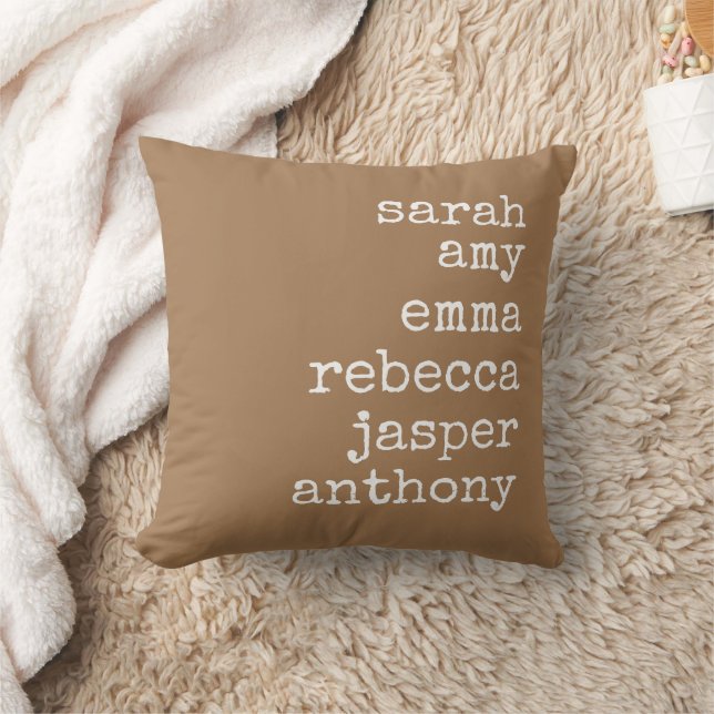 Terracotta Personalised Family Names Monogram  Cushion (Blanket)