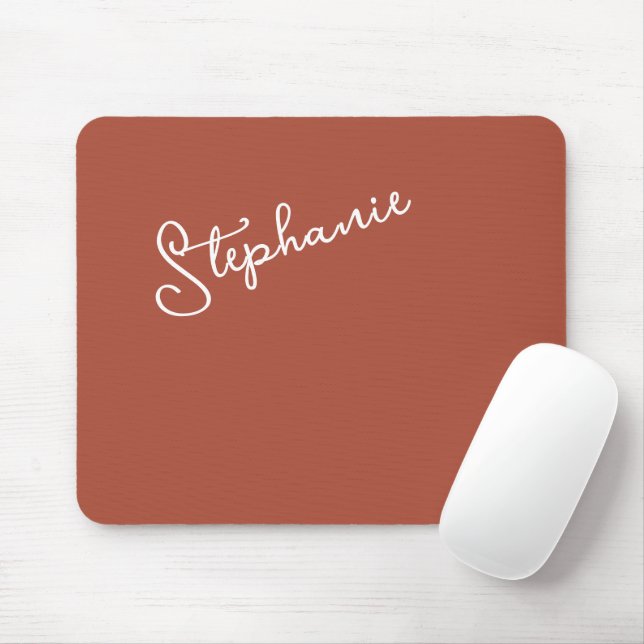 Terracotta Personalized Minimalist Script Name  Mouse Pad (With Mouse)
