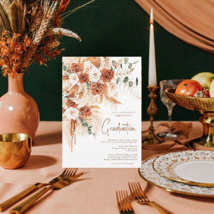 Terracotta Photo Boho Bright Bold Graduation Invitation