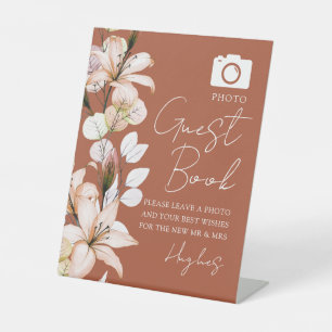 Terracotta Photo Guest Book Floral Wedding Pedestal Sign