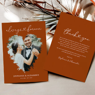 Terracotta Photo Heart Wedding Thank You Card