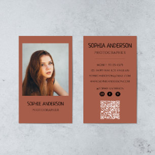 Terracotta Photo Photographer with QR Code Business Card