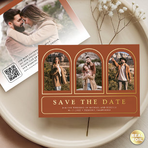 Terracotta Photo QR Code Wedding Save the Date
