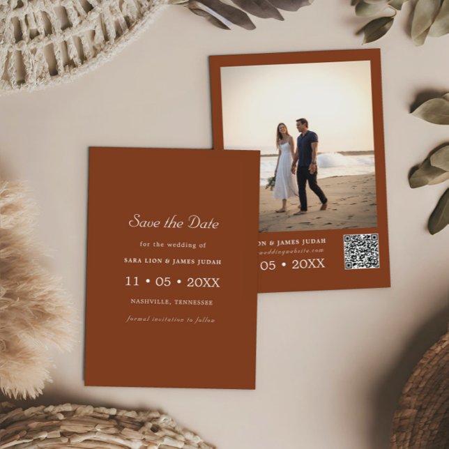 Terracotta Photo Save the Date Card (Creator Uploaded)
