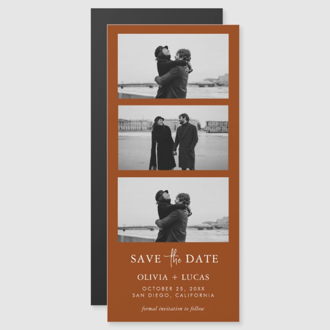 Terracotta Photo Strip Magnetic Wedding  (Front/Back)