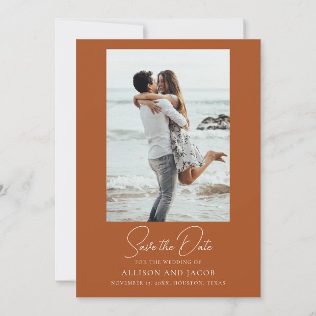 Terracotta Photo Wedding Save The Date (Front)
