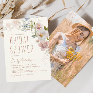 Terracotta Photo Wildflower Bridal Shower Boho Invitation