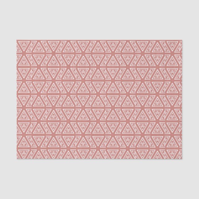 Terracotta Pink and White Geometric Pattern Tissue Paper (Front)