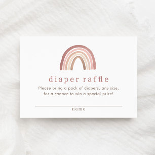 Terracotta Pink Boho Rainbow Diaper Raffle Ticket Enclosure Card