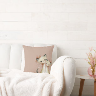 Terracotta Pink Dusty Rose Gold Accents Cat Custom Cushion
