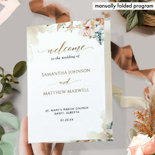 Terracotta Pink Floral Wedding Ceremony Program