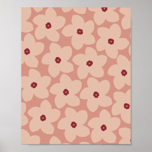 Terracotta Pink Retro Flower Poster