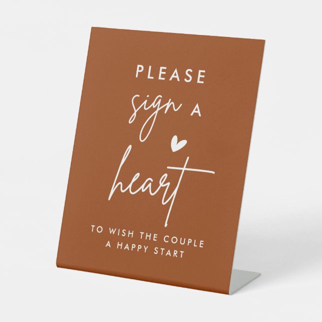 Terracotta Please Sign a Heart Guestbook Sign (Front)