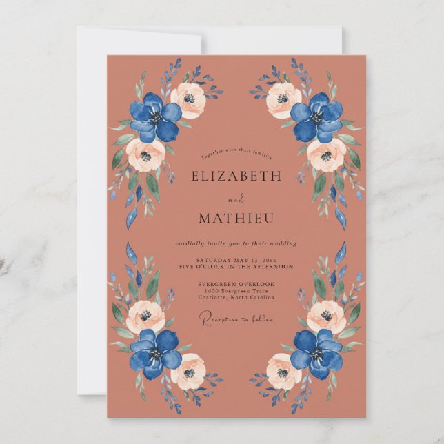 Terracotta Polished Autumnal Wedding Invitation (Front)