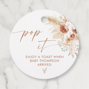 Terracotta Pop It When She Pops Boho Pampas Grass Favour Tags