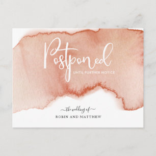 Terracotta Postponement Wedding Announcement Postcard