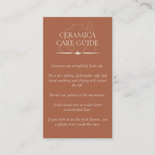 Terracotta Pottery Clay Ceramic Care Instructions Business Card