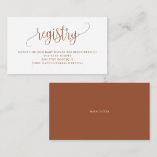 Terracotta Pretty Script Baby Shower Registry Enclosure Card