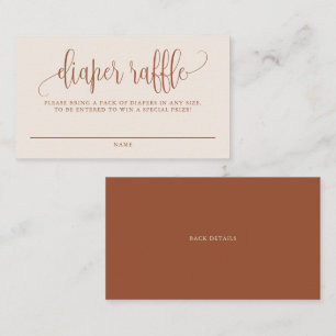 Terracotta Pretty Script Boho Diaper Raffle Card
