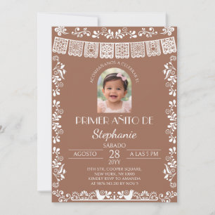 Terracotta Primer Añito Girl Invitation with Photo
