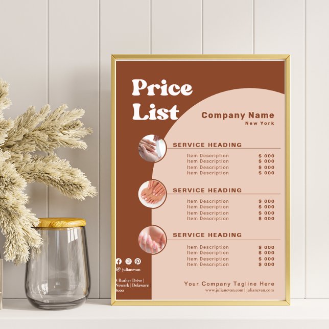 Terracotta Product Image Retro Arch Price List Poster (Terracotta Product Image Retro Arch Price List Poster)