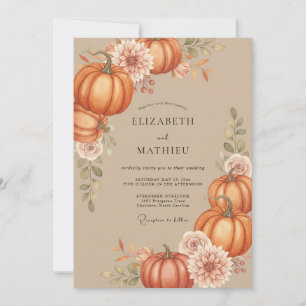 Terracotta Pumpkin Autumn Eucalyptus Wedding Invitation