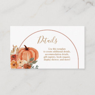 Terracotta Pumpkin Boho Arch Floral Details Enclosure Card