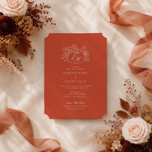 Terracotta Pumpkin Monogram Wedding Invitation