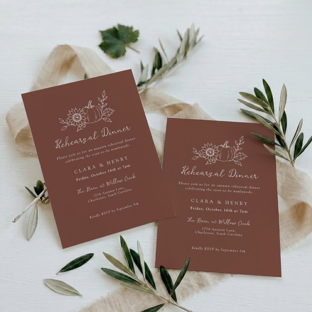 Terracotta Pumpkin Rehearsal Dinner Invitation (Creator Uploaded)