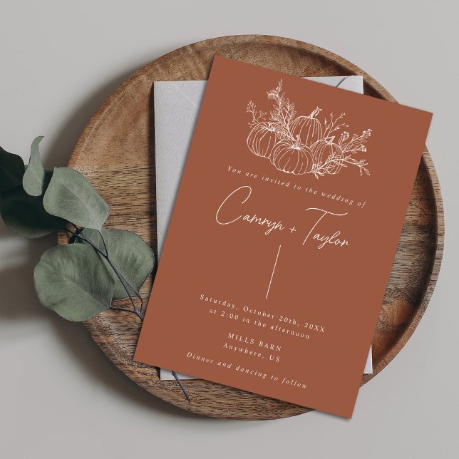 Terracotta Pumpkin Wedding Invitation (Creator Uploaded)